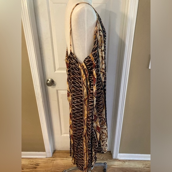 Vintage long dress Erika Brooke Cha Cha size plus 20/40 brown cream - Picture 6 of 9